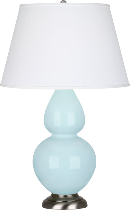 Robert Abbey 1676X One Light Table Lamp, Baby Blue Glazed Ceramic w/Antique Silvered