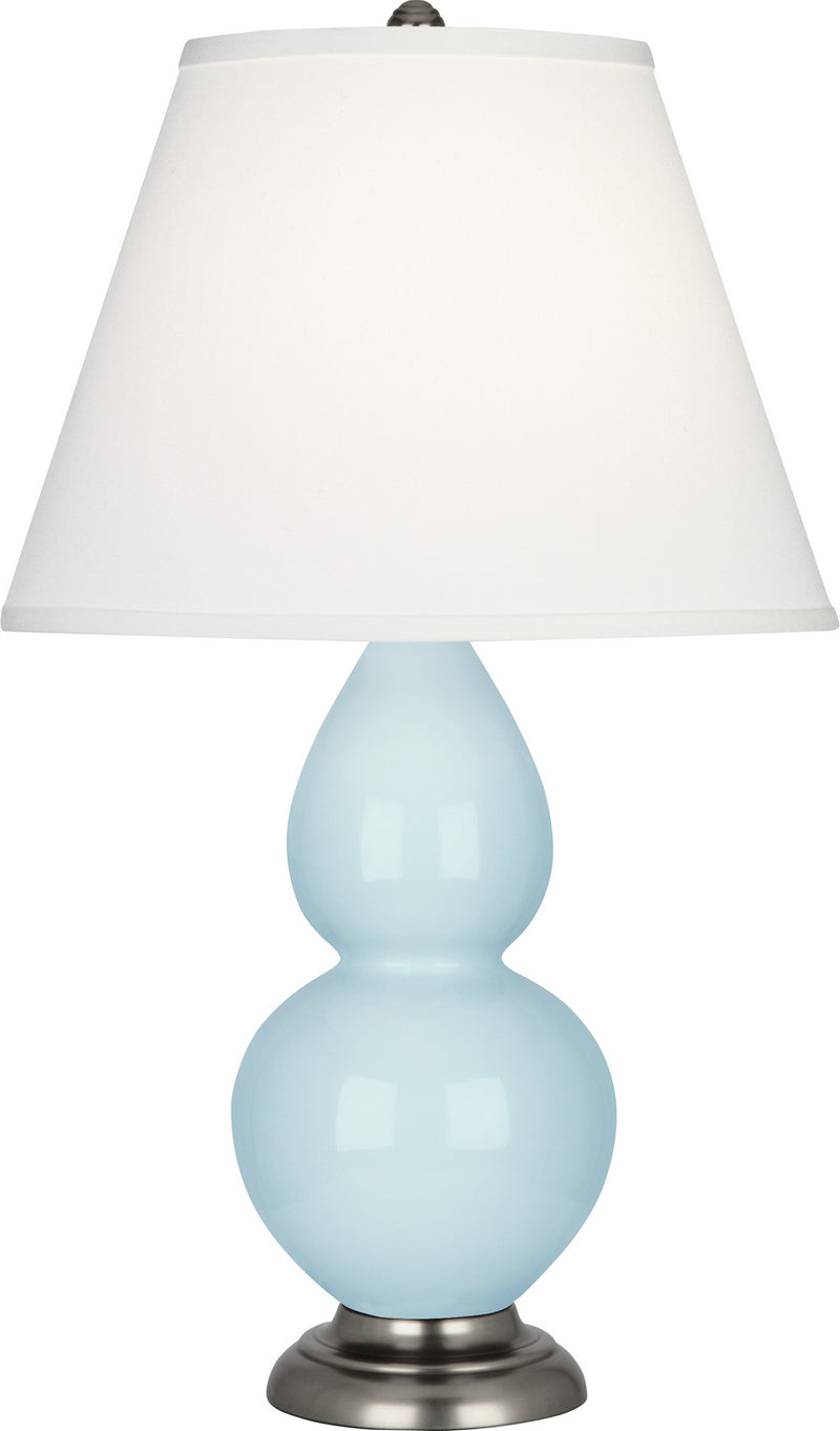 Robert Abbey 1696X One Light Accent Lamp, Baby Blue Glazed Ceramic w/Antique Silvered