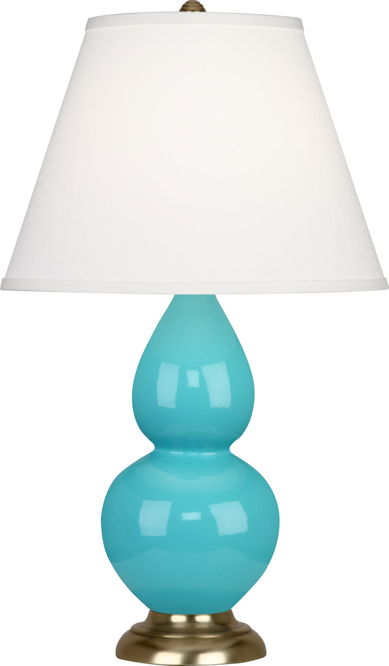 Robert Abbey 1741X One Light Table Lamp, Egg Blue Glazed Ceramic w/Antique Silvered