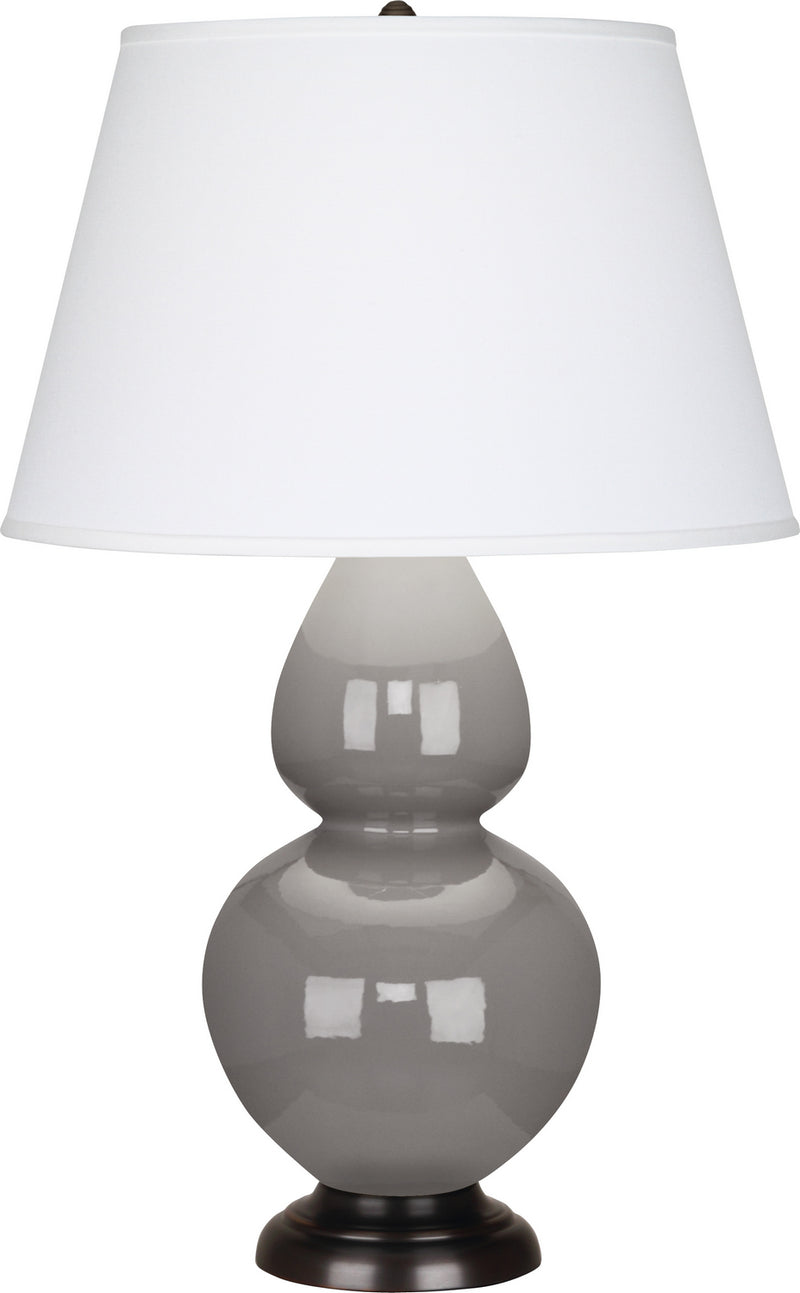 Robert Abbey 1749X One Light Table Lamp, Smokey Taupe Glazed Ceramic w/Deep Patina Bronzeed