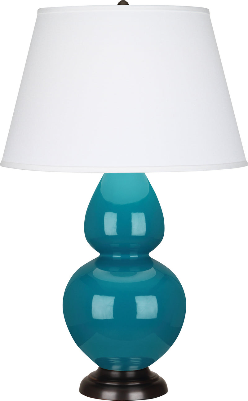 Robert Abbey 1752X One Light Table Lamp, Peacock Glazed Ceramic w/Deep Patina Bronzeed