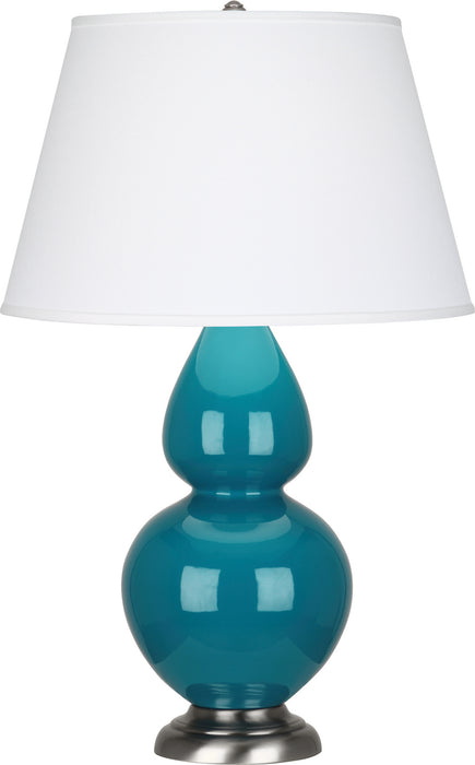 Robert Abbey 1753X One Light Table Lamp, Peacock Glazed Ceramic w/Antique Silvered