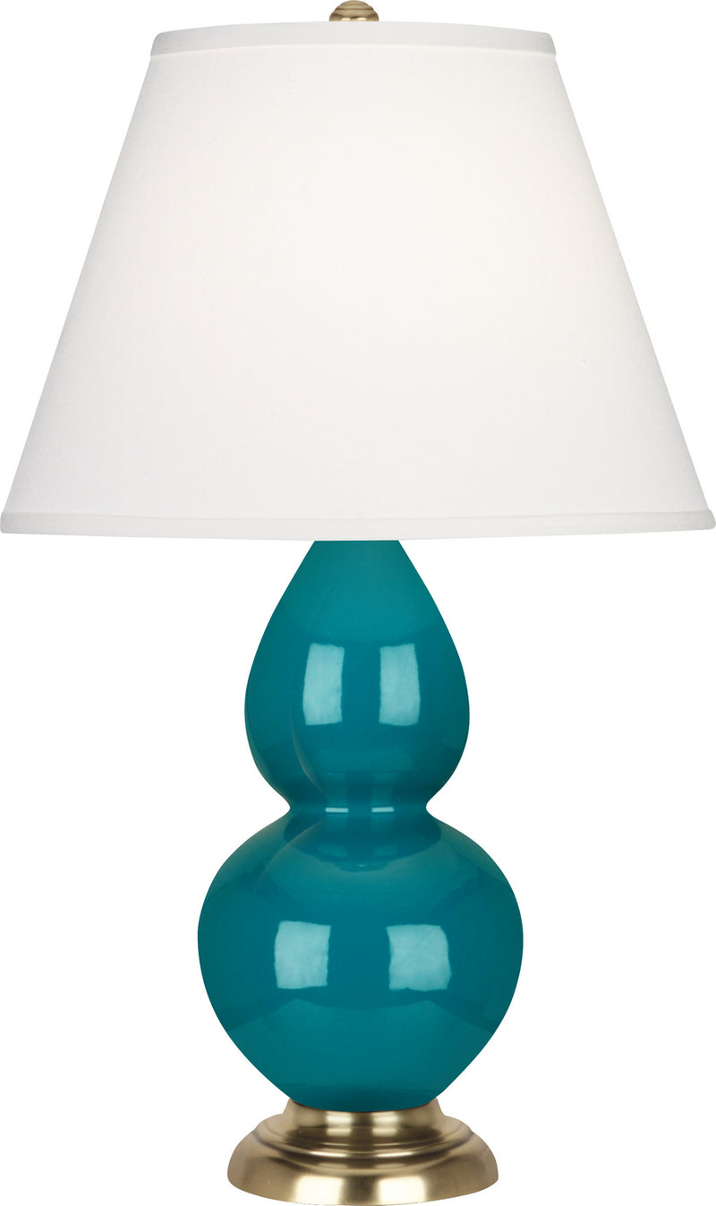Robert Abbey 1771X One Light Accent Lamp, Peacock Glazed Ceramic w/Antique Natural Brassed