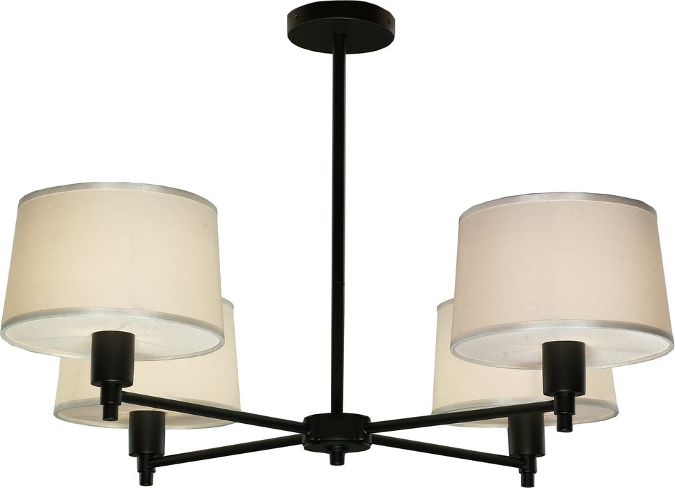 Robert Abbey 1837 Four Light Chandelier, Matte Black Powder Coat over Steel