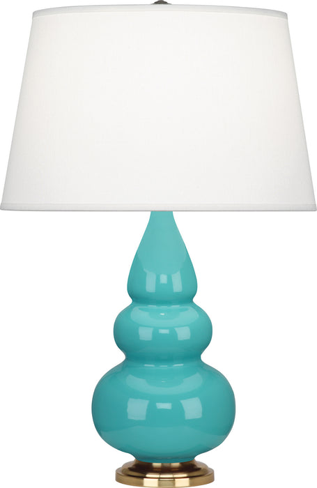 Robert Abbey 252X One Light Accent Lamp, Egg Blue Glazed Ceramic w/Antique Natural Brassed