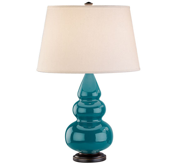 Robert Abbey 273X One Light Accent Lamp, Peacock Glazed Ceramic w/Deep Patina Bronzeed