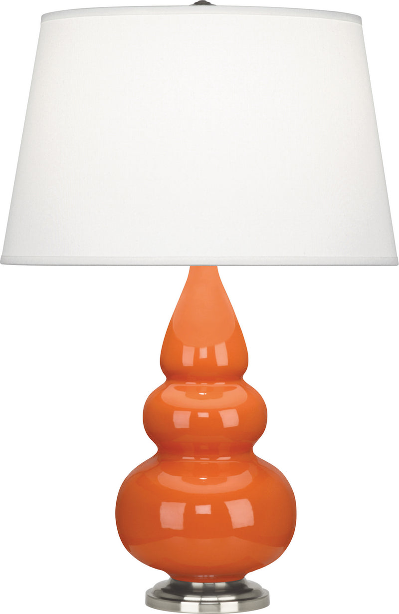 Robert Abbey 282X One Light Accent Lamp, Pumpkin Glazed Ceramic w/Antique Silvered