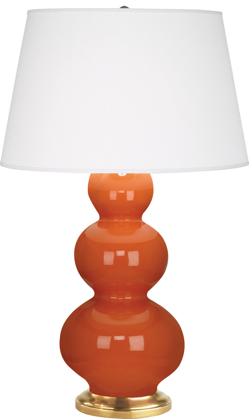 Robert Abbey 312X One Light Table Lamp, Pumpkin Glazed Ceramic w/Antique Natural Brassed