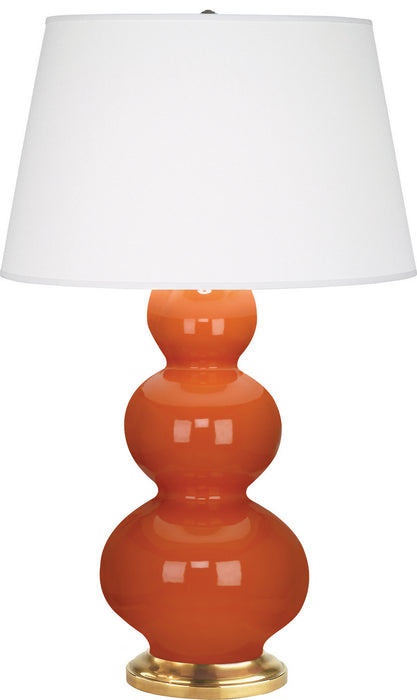 Robert Abbey 312X One Light Table Lamp, Pumpkin Glazed Ceramic w/Antique Natural Brassed