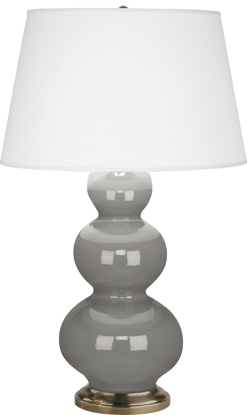 Robert Abbey 319X One Light Table Lamp, Smoky Taupe Glazed Ceramic w/Antique Natural Brassed