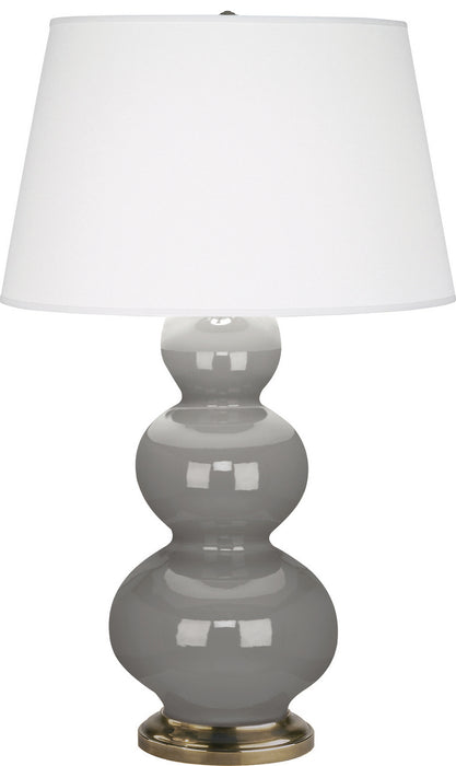 Robert Abbey 319X One Light Table Lamp, Smoky Taupe Glazed Ceramic w/Antique Natural Brassed