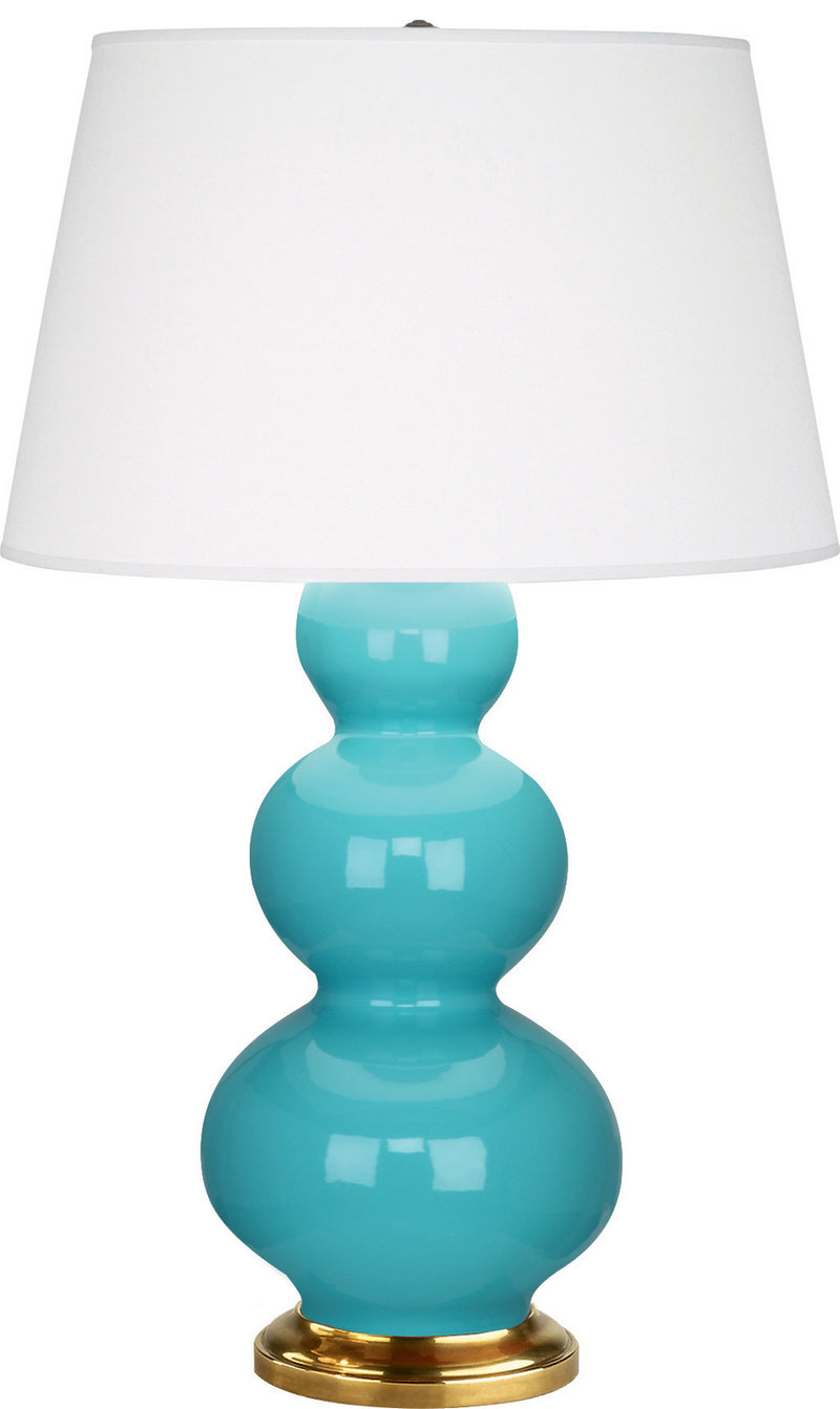 Robert Abbey 322X One Light Table Lamp, Egg Blue Glazed Ceramic w/Antique Natural Brassed