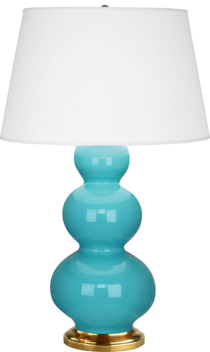 Robert Abbey 322X One Light Table Lamp, Egg Blue Glazed Ceramic w/Antique Natural Brassed
