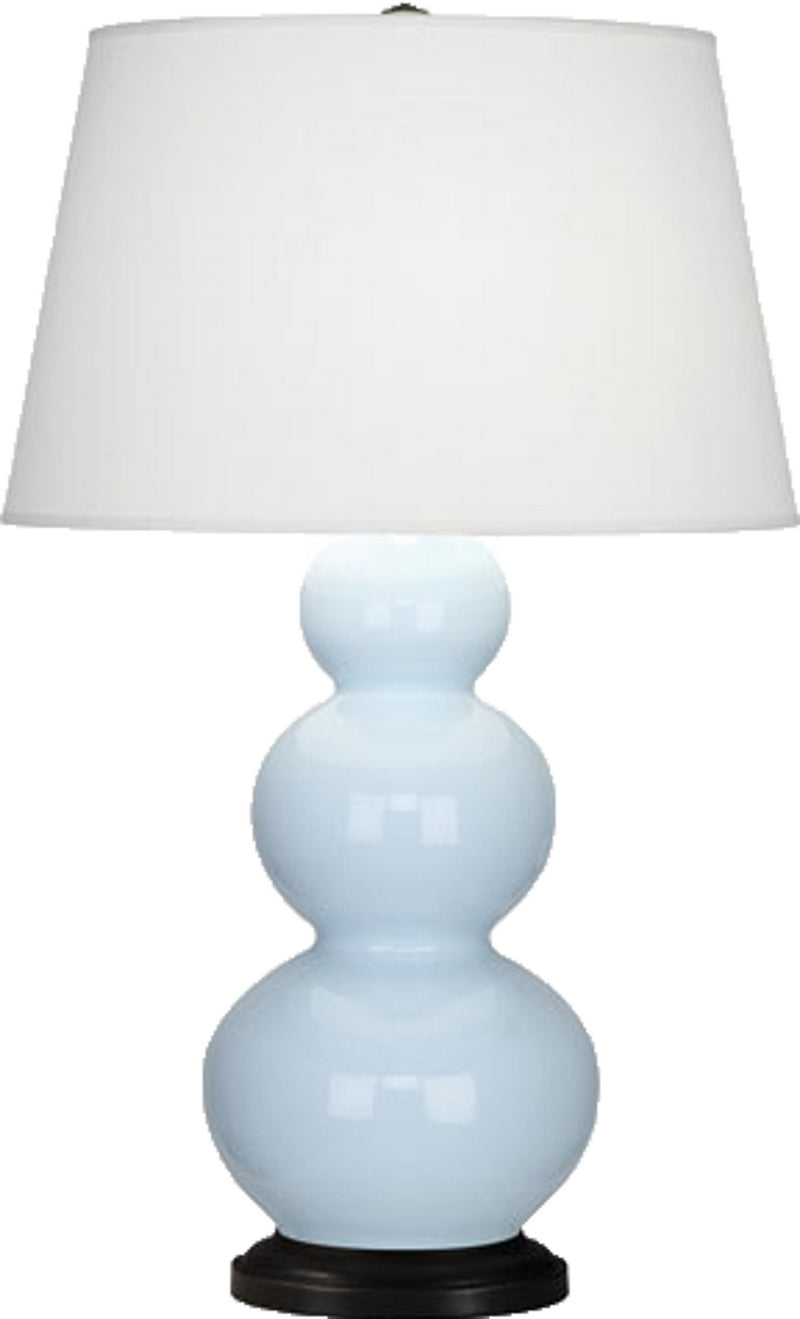 Robert Abbey 341X One Light Table Lamp, Baby Blue Glazed Ceramic w/Deep Patina Bronzeed