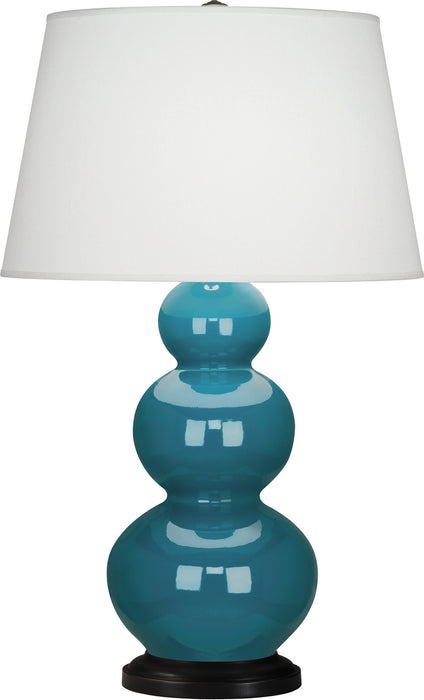 Robert Abbey 343X One Light Table Lamp, Peacock Glazed Ceramic w/Deep Patina Bronzeed