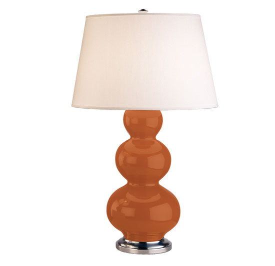 Robert Abbey 352X One Light Table Lamp, Pumpkin Glazed Ceramic w/Antique Silvered