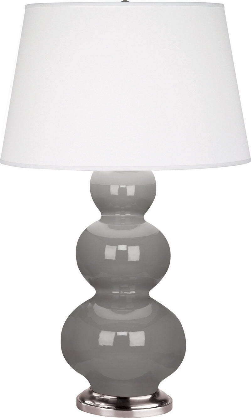 Robert Abbey 359X One Light Table Lamp, Smokey Taupe Glazed Ceramic w/Antique Silvered