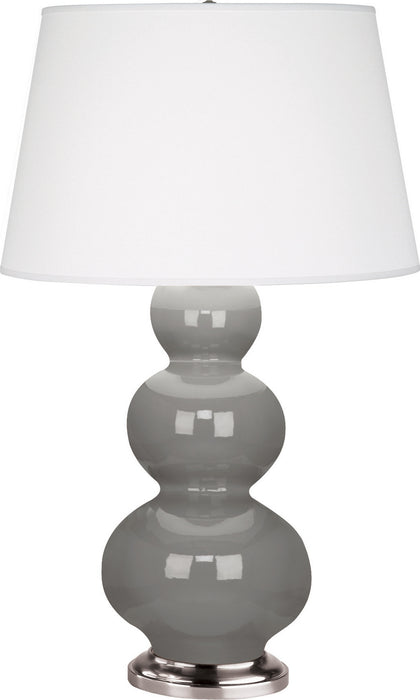 Robert Abbey 359X One Light Table Lamp, Smokey Taupe Glazed Ceramic w/Antique Silvered