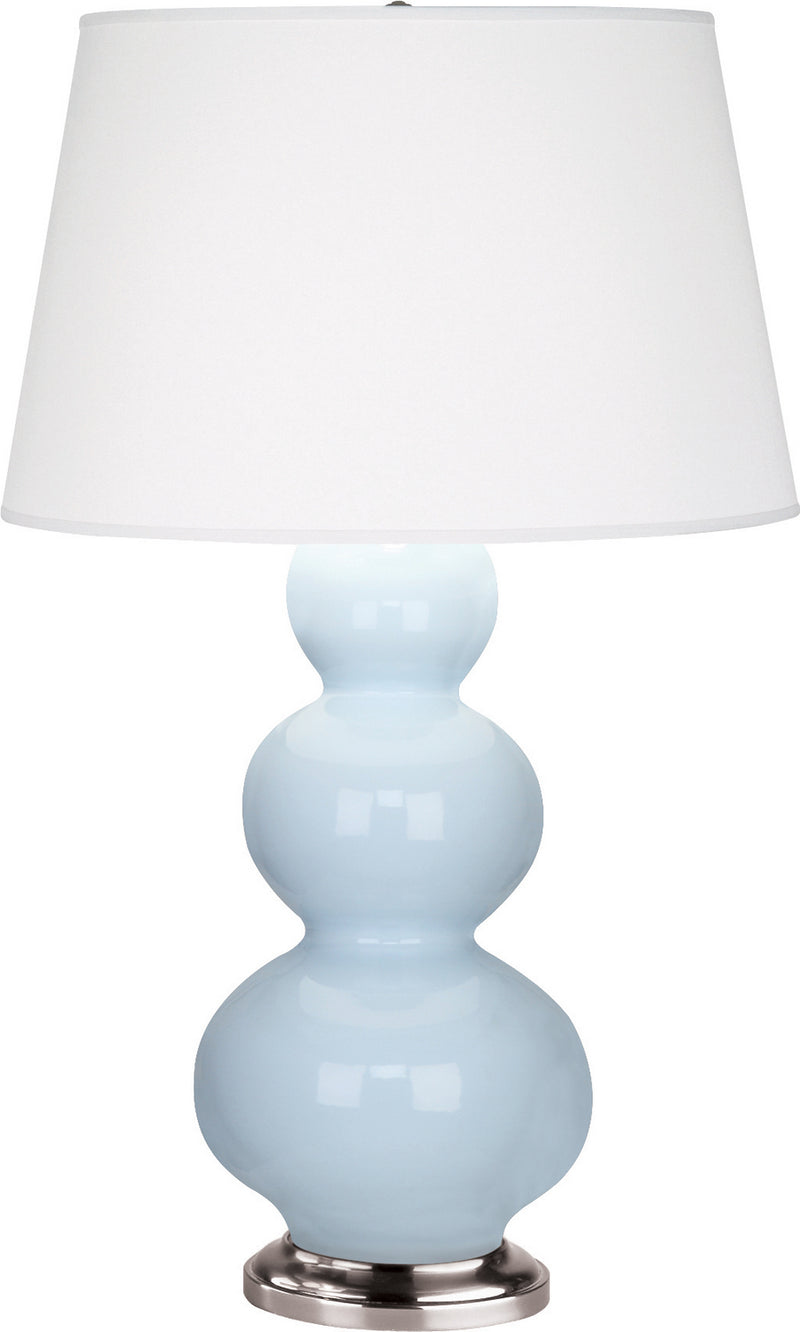 Robert Abbey 361X One Light Table Lamp, Baby Blue Glazed Ceramic w/Antique Silvered