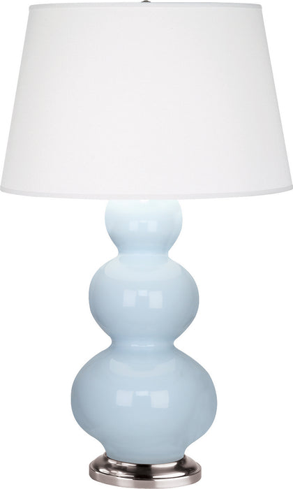 Robert Abbey 361X One Light Table Lamp, Baby Blue Glazed Ceramic w/Antique Silvered