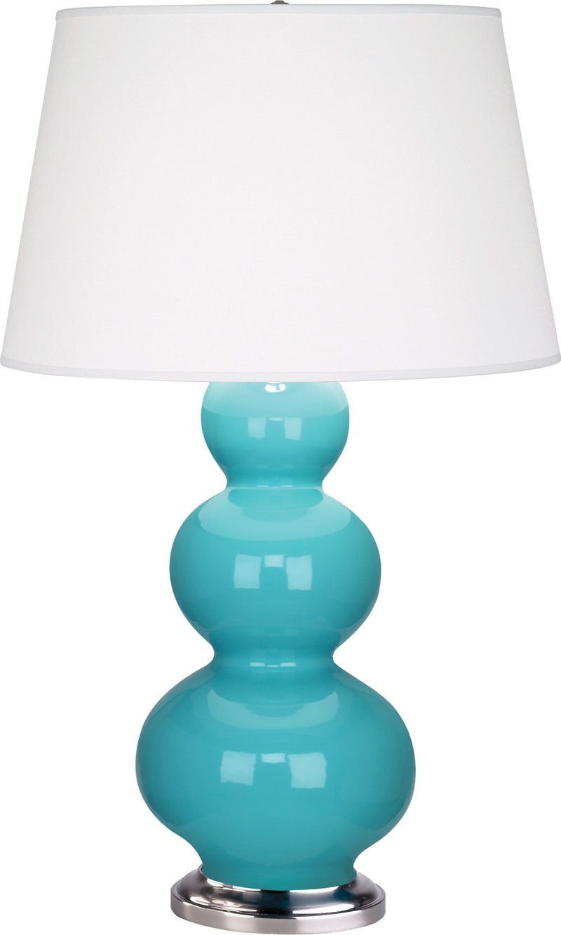 Robert Abbey 362X One Light Table Lamp, Egg Blue Glazed Ceramic w/Antique Silvered