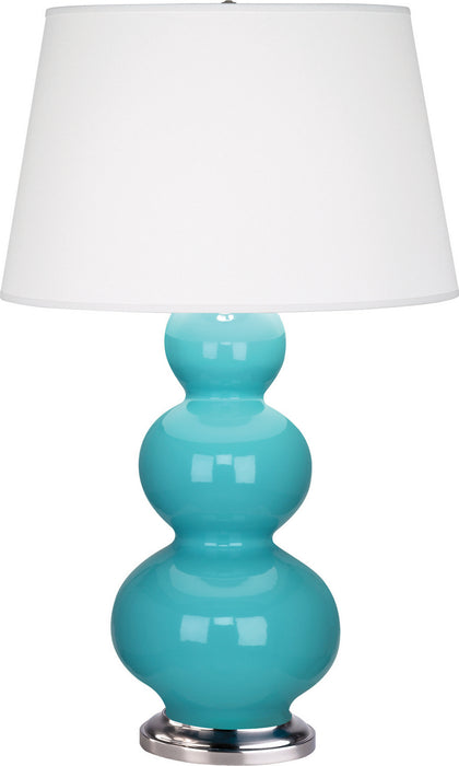 Robert Abbey 362X One Light Table Lamp, Egg Blue Glazed Ceramic w/Antique Silvered