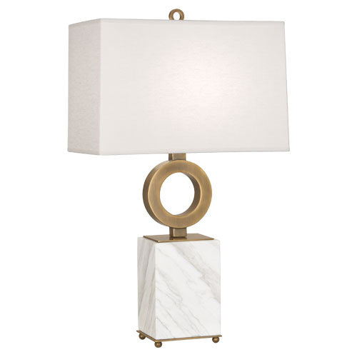 Robert Abbey 405 One Light Table Lamp, Warm Brass w/ White Marble