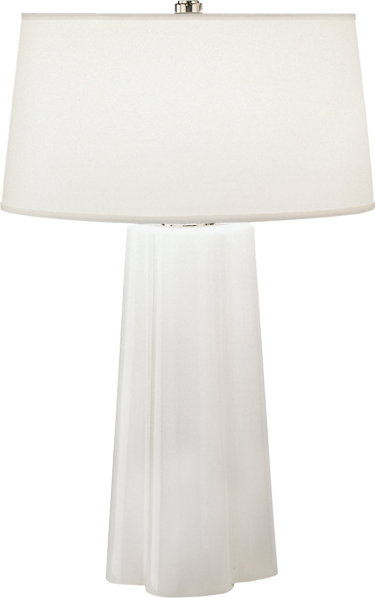 Robert Abbey 434 One Light Table Lamp, White Cased Glass w/Polished Nickel