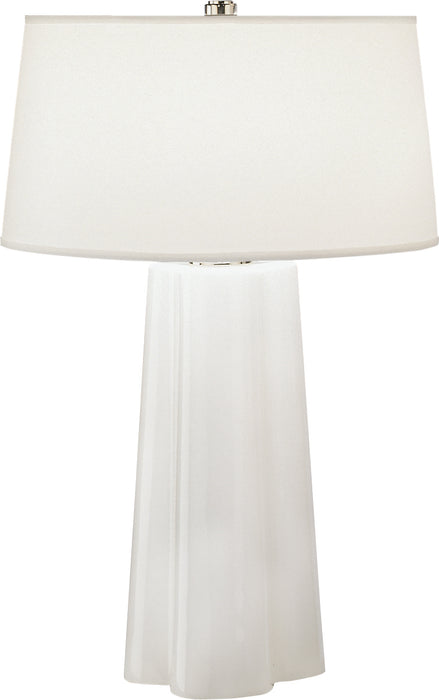 Robert Abbey 434 One Light Table Lamp, White Cased Glass w/Polished Nickel
