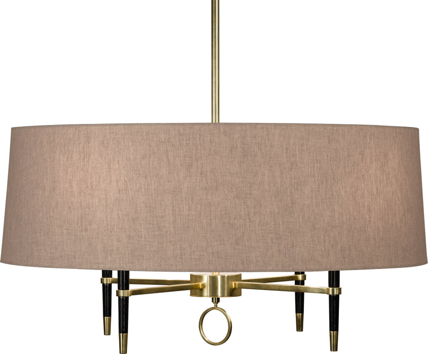 Robert Abbey 685 Four Light Chandelier, Ebony Wood w/Antique Natural Brass