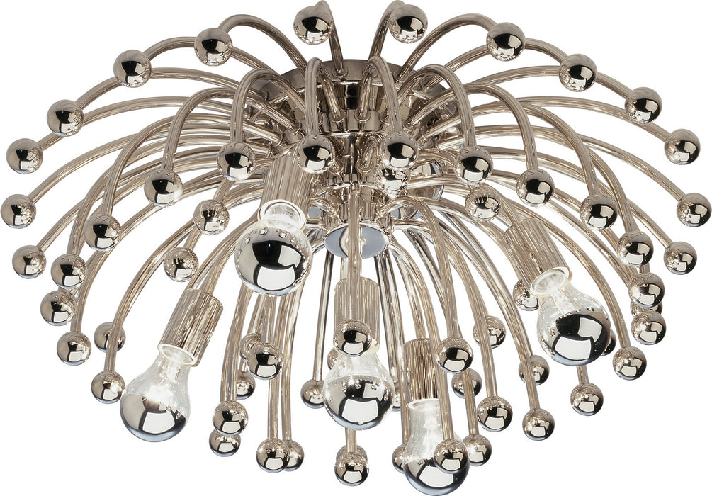Robert Abbey S1306 Five Light Flushmount, Polished Nickel