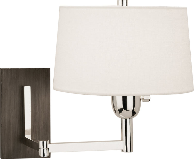 Robert Abbey S4237 One Light Wall Swinger, Silver w/Weathered Ebonyed Wood