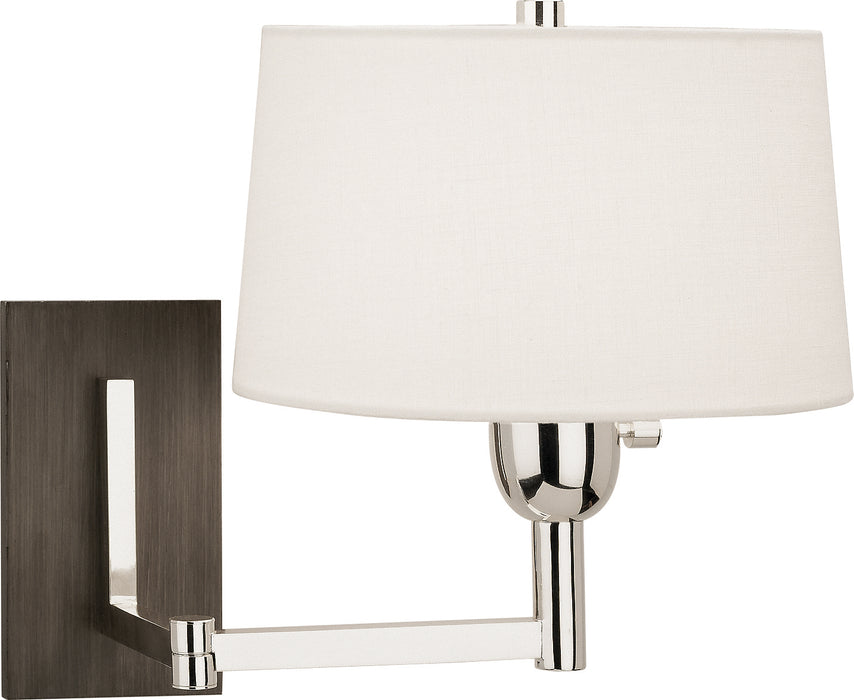 Robert Abbey S4237 One Light Wall Swinger, Silver w/Weathered Ebonyed Wood