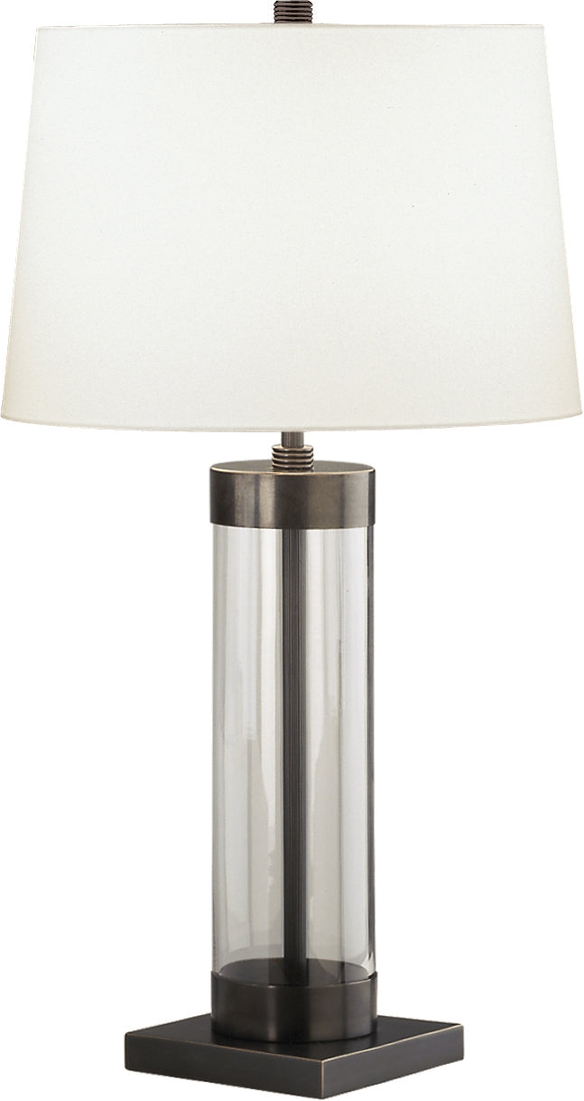 Robert Abbey Z3318 One Light Table Lamp, Clear Glass Cylinder w/Deep Patina Bronze