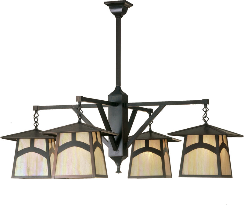 Meyda Tiffany 52069 Four Light Chandelier, Craftsman Brown