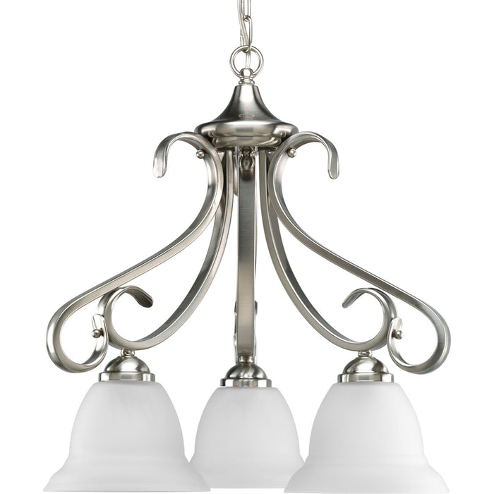 Progress Lighting P4405-09 Three Light Chandelier, Brushed Nickel