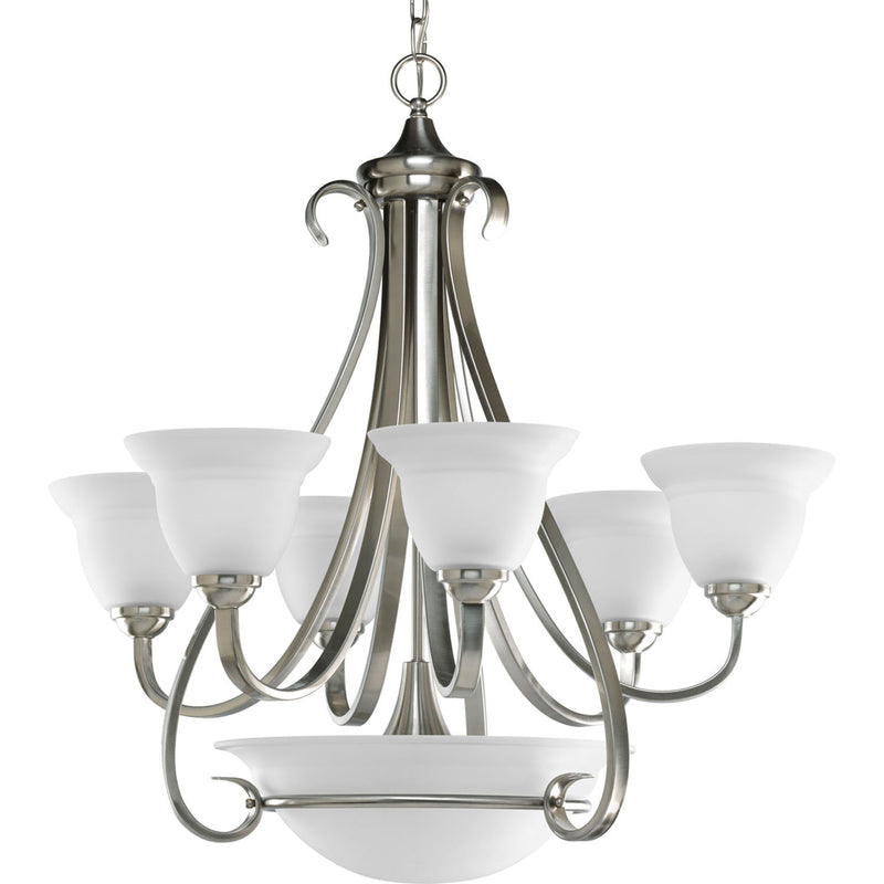 Progress Lighting P4417-09 Six Light Chandelier, Brushed Nickel