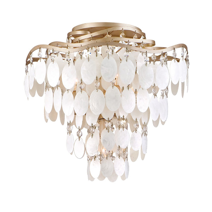 Corbett Lighting 109-34-CPL Four Light Semi Flush Mount, Champagne Leaf