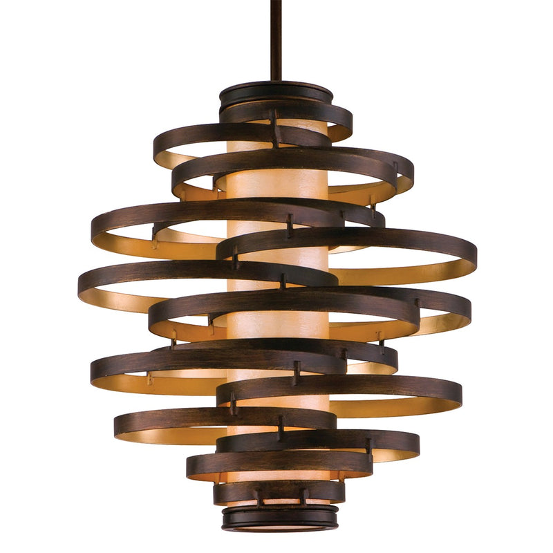 Corbett Lighting 113-43 Two Light Chandelier, Bronze And Gold Leaf