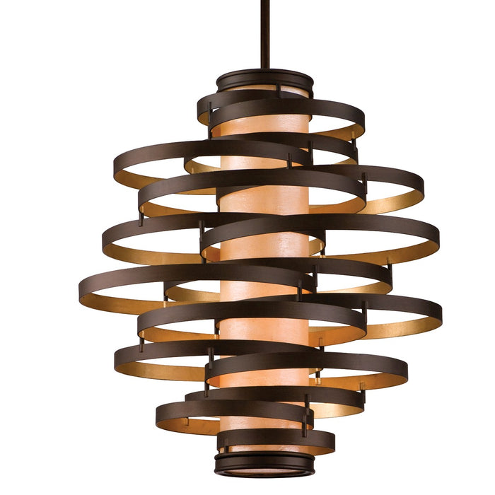 Corbett Lighting 113-44-BRL/GL Three Light Chandelier, Bronze And Gold Leaf