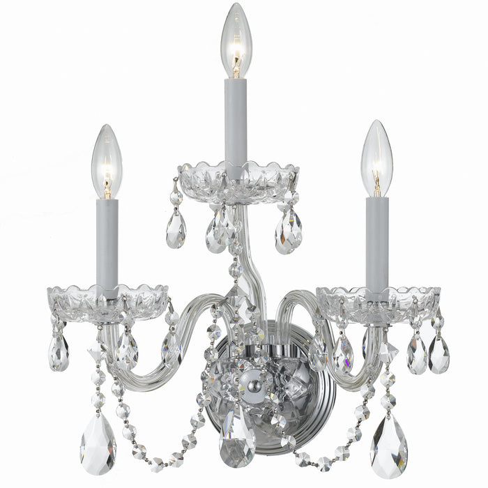Crystorama 1033-CH-CL-MWP Three Light Wall Sconce, Polished Chrome