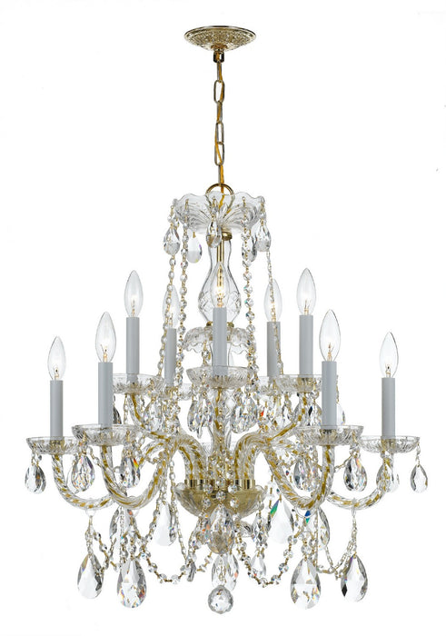 Crystorama 1130-PB-CL-SAQ Ten Light Chandelier, Polished Brass