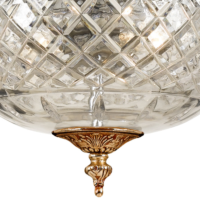 Crystorama 117-12-OB Three Light Flush Mount, Olde Brass