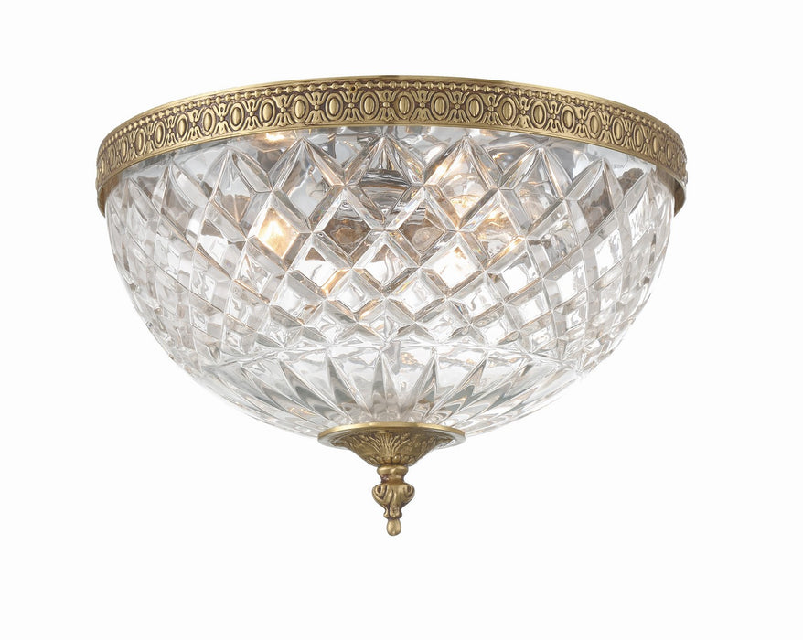 Crystorama 117-12-OB Three Light Flush Mount, Olde Brass