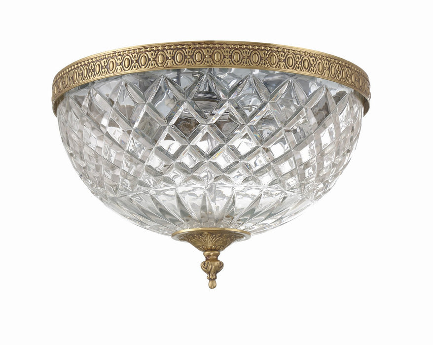 Crystorama 117-12-OB Three Light Flush Mount, Olde Brass