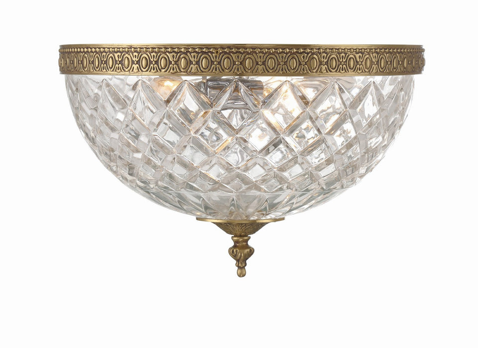 Crystorama 117-12-OB Three Light Flush Mount, Olde Brass