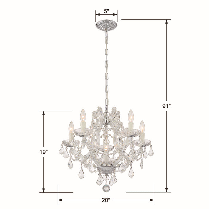Crystorama 4405-CH-CL-MWP Six Light Mini Chandelier, Polished Chrome