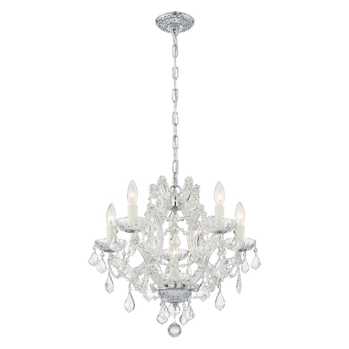 Crystorama 4405-CH-CL-S Six Light Mini Chandelier, Polished Chrome