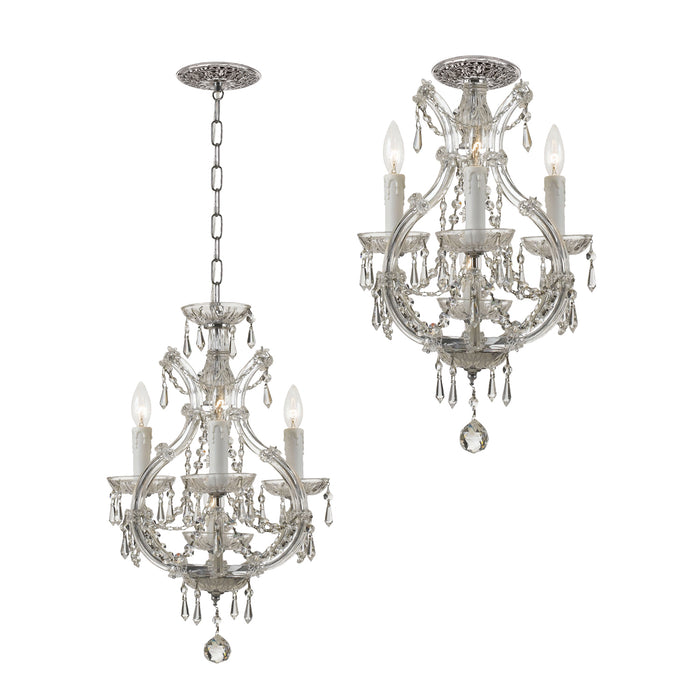 Crystorama 4473-CH-CL-MWP Four Light Mini Chandelier, Polished Chrome