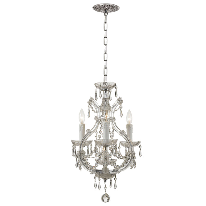Crystorama 4473-CH-CL-MWP Four Light Mini Chandelier, Polished Chrome